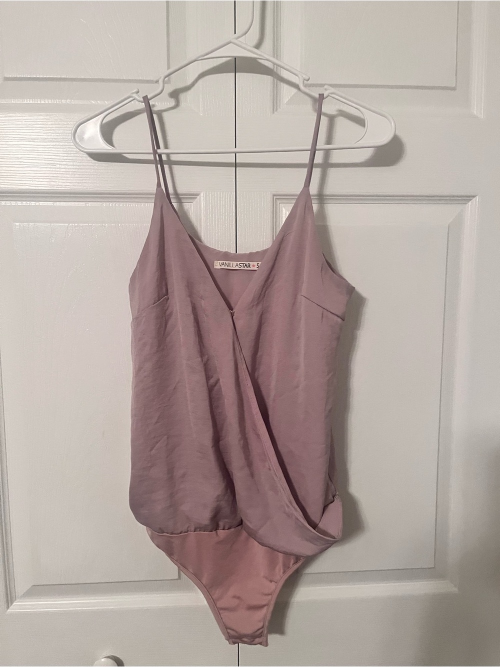 Vanilla Star Mauve Satin Wrap Bodysuit Cami
